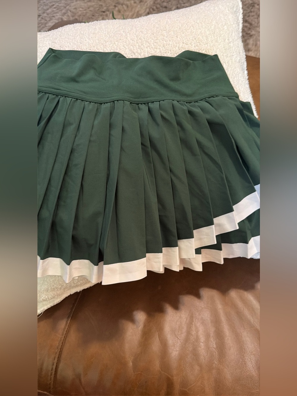 Forest Green Pleated Skort with White Trim
